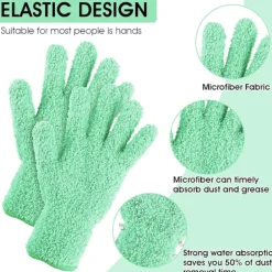 Outlet 1 par mikrofiberdammhandskar, återanvändbara tvättbara rengöringshandskar vantar för växter hushållsrengöring bil persienner lampor