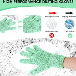 Outlet 1 par mikrofiberdammhandskar, återanvändbara tvättbara rengöringshandskar vantar för växter hushållsrengöring bil persienner lampor