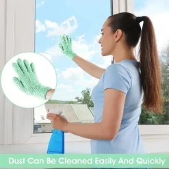Outlet 1 par mikrofiberdammhandskar, återanvändbara tvättbara rengöringshandskar vantar för växter hushållsrengöring bil persienner lampor