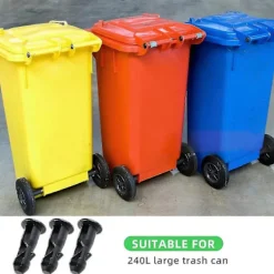 Hot unbranded 3 Par Wheelie Bin Lock Pins, 67mm X 31mm Svart Plast Passar För 240l Hushållsavfallskärl