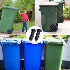 Best DMstore 3 Par Wheelie Bin Lock-stift, 67mm x 31mm Svart Plast Passar för 240L Hushålls-Wheelie Sopbehållare