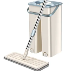 Hot Holocky 360° Platt Press Mikrofiberplattor Mopphink Set, 1 Moppset + 2 Dynor