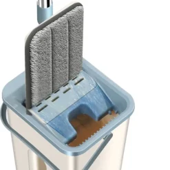 Hot Holocky 360° Platt Press Mikrofiberplattor Mopphink Set, 1 Moppset + 2 Dynor