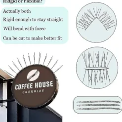 Clearance 5 remsor fågelpiggar för duvor småfåglar, fågelpiggar i rostfritt stål - inga fler fågelbon och fågelbajs - omonterade piggar