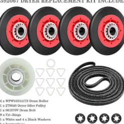 Clearance 4392067 Reparationssats för torktumlare för , , , Torktumlare Inkluderar WPW10314173 Trumrulle