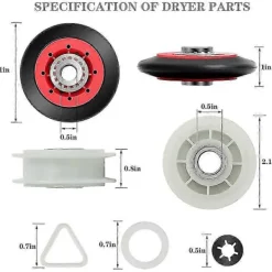 Clearance 4392067 Reparationssats för torktumlare för , , , Torktumlare Inkluderar WPW10314173 Trumrulle