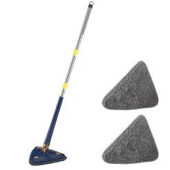 Sale 360° Rotationsbar Justerbar Rengöringsmopp Vått & Torrt Dubbel Användning Triangel Händerfri Tvätthållare För Rengöring Av Golv Vägg blue