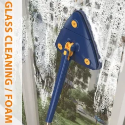 Sale 360° Rotationsbar Justerbar Rengöringsmopp Vått & Torrt Dubbel Användning Triangel Händerfri Tvätthållare För Rengöring Av Golv Vägg blue