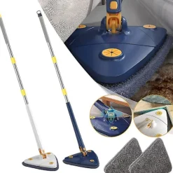Sale 360° Rotationsbar Justerbar Rengöringsmopp Vått & Torrt Dubbel Användning Triangel Händerfri Tvätthållare För Rengöring Av Golv Vägg blue