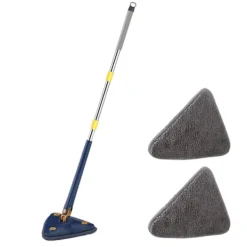 Sale 360° Rotationsbar Justerbar Rengöringsmopp Vått & Torrt Dubbel Användning Triangel Händerfri Tvätthållare För Rengöring Av Golv Vägg blue