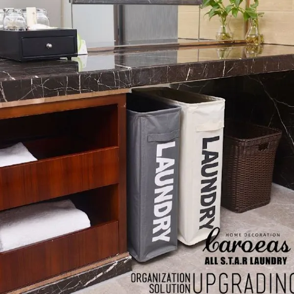 Online 22" Rullande Smalt Tvättkorg på Hjul Hög Smal Smutsig Tvättkorg Korg Hemmahörn Bin (Beige)