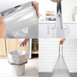 Outlet 5 Rullar 50x60 cm 75 ST Sopsäckar, Sopsäckar med Dragsko Stora Starka Oparfymerade Universella Avfallspåsar Soptunnor För Kök