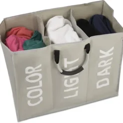 Outlet 3 sektioner tvättkorg hopfällbar väska hopfällbar tygkorg bärbar förvaringsbehållare