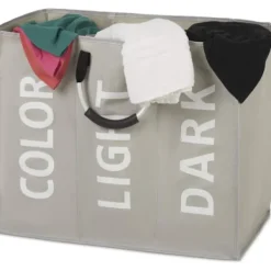 Outlet 3 sektioner tvättkorg hopfällbar väska hopfällbar tygkorg bärbar förvaringsbehållare