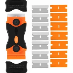 New AcserGery 2025 Senaste Modell Rakbladsskrapa, Dubbelsidig Skrapkniv med 20 st Blad, Multifunktionell Rengöringsskrapa för Fönsterlister