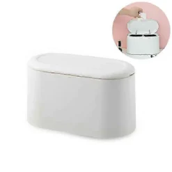 2025 Skrivbords papperskorg med lock, Mini papperskorg, Skrivbords papperskorg, Kosmetisk papperskorg för badrum