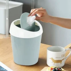 Online 2 Små papperskorgar Mini skrivbordspapperskorg (blå, rosa)