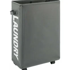 New 22" Smal Rullande Tvättkorg med Handtag och Hjul, Hopfällbar Tvättkorg, Vikbar Tvättsorterare och Organisatör, Stor Förvaringskorg (Grå)