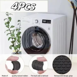 Clearance 4 st Anti-vibrationskuddar för tvättmaskiner - Halkfria & Ljudreducerande Universalfötter för Apparater, Möbler