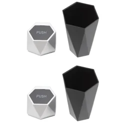 Hot 2 st. Bilsoppsamlare med lock Vattentät Dekorativ Automatisk Papperskorg Silver