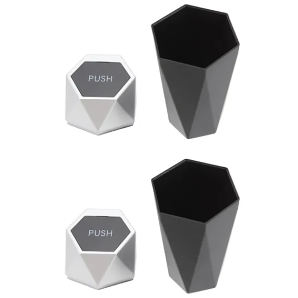 Hot 2 st. Bilsoppsamlare med lock Vattentät Dekorativ Automatisk Papperskorg Silver