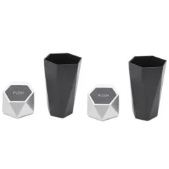 Hot 2 st. Bilsoppsamlare med lock Vattentät Dekorativ Automatisk Papperskorg Silver