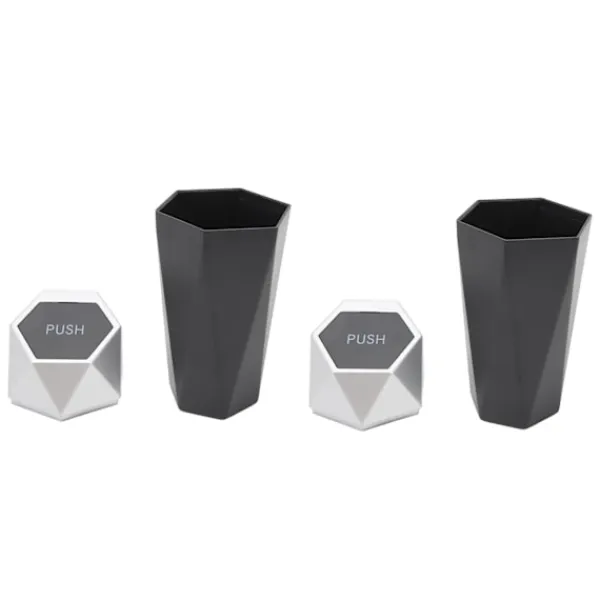 Hot 2 st. Bilsoppsamlare med lock Vattentät Dekorativ Automatisk Papperskorg Silver