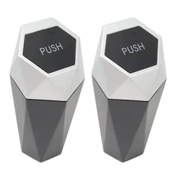 Hot 2 st. Bilsoppsamlare med lock Vattentät Dekorativ Automatisk Papperskorg Silver