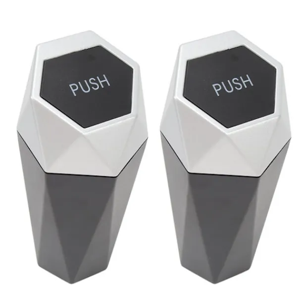 Hot 2 st. Bilsoppsamlare med lock Vattentät Dekorativ Automatisk Papperskorg Silver