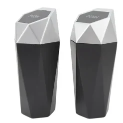 Hot 2 st. Bilsoppsamlare med lock Vattentät Dekorativ Automatisk Papperskorg Silver