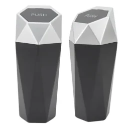 Hot 2 st. Bilsoppsamlare med lock Vattentät Dekorativ Automatisk Papperskorg Silver