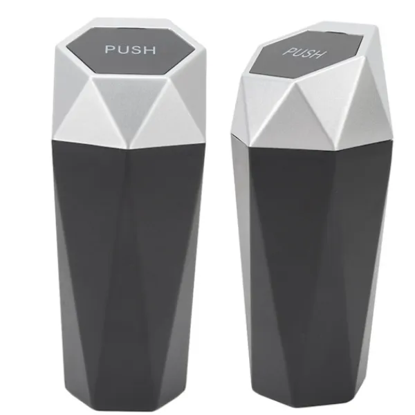 Hot 2 st. Bilsoppsamlare med lock Vattentät Dekorativ Automatisk Papperskorg Silver