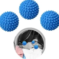 Hot 3 st blå tvättbollar för torktumlare, smältfria nya mjukare material torktumlarboll - Kläder kommer ut mjuka fluffiga färre rynkor