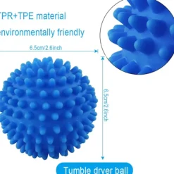 Hot 3 st blå tvättbollar för torktumlare, smältfria nya mjukare material torktumlarboll - Kläder kommer ut mjuka fluffiga färre rynkor