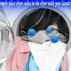 Hot 3 st blå tvättbollar för torktumlare, smältfria nya mjukare material torktumlarboll - Kläder kommer ut mjuka fluffiga färre rynkor