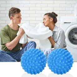 Hot 3 st blå tvättbollar för torktumlare, smältfria nya mjukare material torktumlarboll - Kläder kommer ut mjuka fluffiga färre rynkor