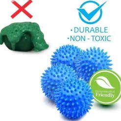 Hot 3 st blå tvättbollar för torktumlare, smältfria nya mjukare material torktumlarboll - Kläder kommer ut mjuka fluffiga färre rynkor