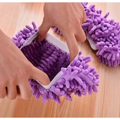 Hot 4 st Chenille Skoskydd Golvrengörare Golvrengörare Tofflor Mopp