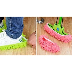 Hot 4 st Chenille Skoskydd Golvrengörare Golvrengörare Tofflor Mopp