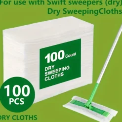 Outlet 100 st Dammfri Svepdukspads Kompatibla med Swiffer Mopp - Engångsdammremsor för Golvrengöring (Mopp Ingår Inte)