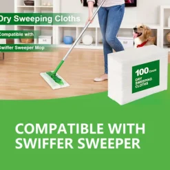 Outlet 100 st Dammfri Svepdukspads Kompatibla med Swiffer Mopp - Engångsdammremsor för Golvrengöring (Mopp Ingår Inte)