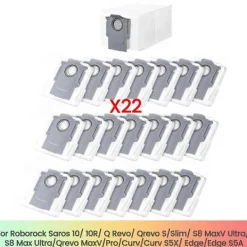 Sale 22 st dammsugarpåsar för Roborock Saros 10/10R, Q Revo, Qrevo S/Slim Gray White GrayWhite