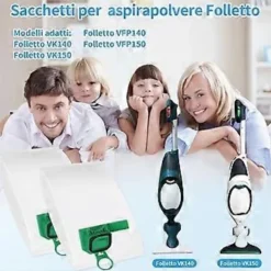 New 10 st Dammsugarpåsar för Vorwerk Kobold VK140 VK150 FP140 FP150 med 2 Filter