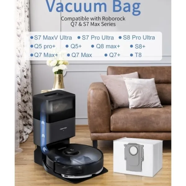 Hot 10 st dammsugarpåsar tillbehör för Xiaomi Roborock S8+/S8 Pro Ultra S7 MaxV Ultra/S7 Pro Ultra/Q7 robotdammsugare