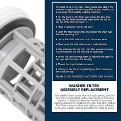 Outlet 2 st DC97-16991B Tvättmaskin Avloppspump Filter Tvättmaskinsfilter Ersätter 4000059 AP5800143 PS