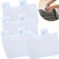 4 st Diskblock Vattenskydd för Diskbänk Stänkskydd med Starka Plastkoppar - Sugkopp Vattenskydd för Diskbänk - Plast