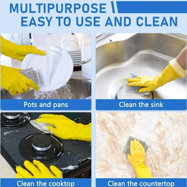 Hot 10 st Disktrasor av ståltråd, Dubbellagers rengöringsduk av ståltråd, Repfria rengöringspads av stålull för kök 10pcs