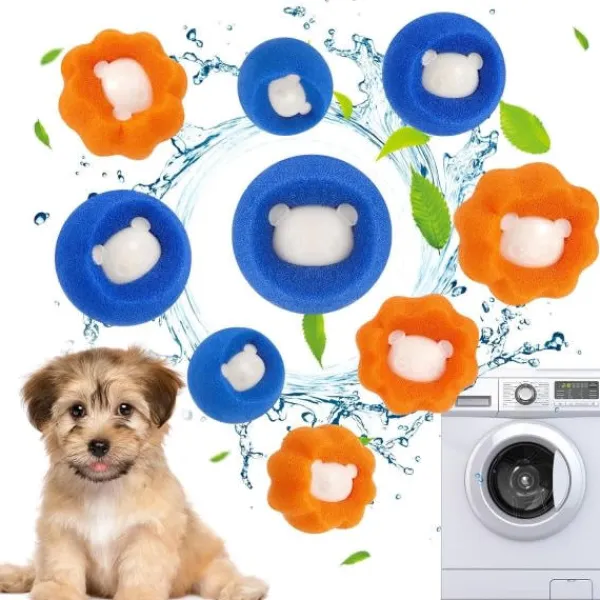 Online 9 st Djurhårsborttagare för Tvättmaskin Tvättmaskin Hårfångare Tvättmaskin Återanvändbar Hårborttagningsboll för Anti-Trassel