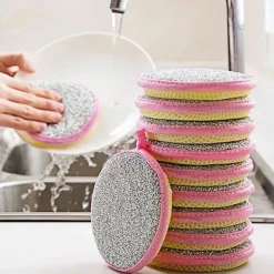 New 5/10 st Dubbelsidig Diskborste Svamp Panna Gryta Disk Svampar Hushållsrengöringsverktyg Kök Disksvamp