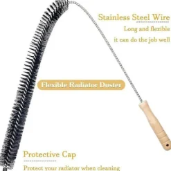 Sale 2 st Elementborstar Flexibel Radiator Dammtråg med Trähandtag (73cm)